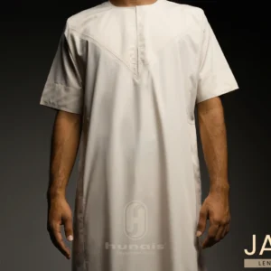 Jubah Pria Premium Hunais Lengan Pendek Jafar Series BEIGE 1 Cream