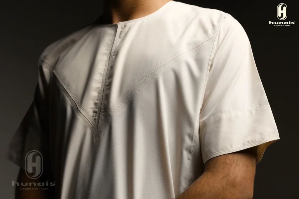 Jubah Pria Premium Hunais Lengan Pendek Jafar Series BEIGE 2 Cream