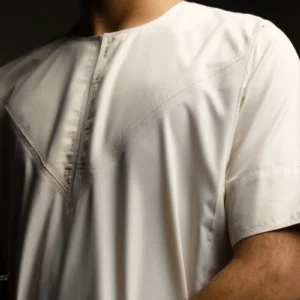 Jubah Pria Premium Hunais Lengan Pendek Jafar Series BEIGE 2 Cream