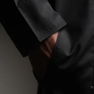 Jubah Pria Premium Hunais Lengan Panjang Jafar Series BLACK 3 Hitam