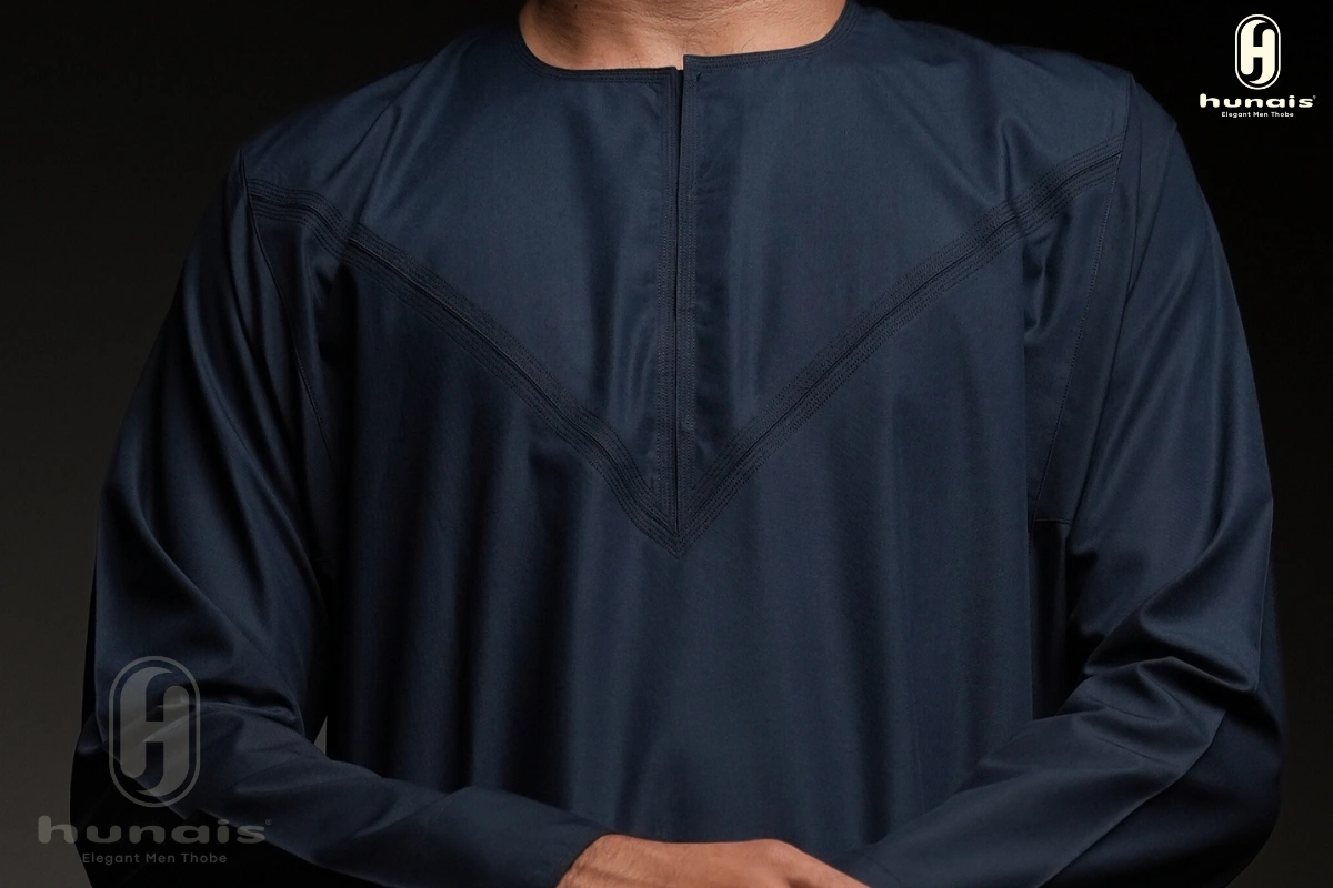 Jubah Pria Premium Hunais Lengan Panjang Jafar Series BLUE BLACK 2 Navy