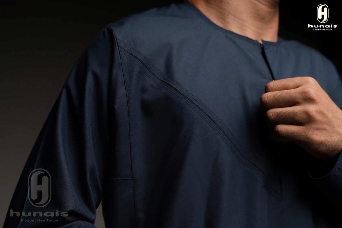 Jubah Pria Premium Hunais Lengan Panjang Jafar Series BLUE BLACK 3 Navy