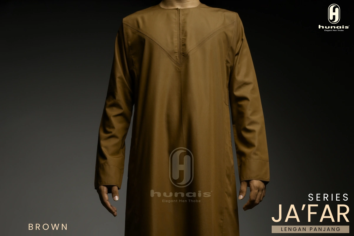 Jubah Pria Premium Hunais Lengan Panjang Jafar Series BROWN 1