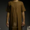 Jubah Pria Premium Hunais Lengan Pendek Jafar Series BROWN 1 Coklat