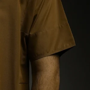 Jubah Pria Premium Hunais Lengan Pendek Jafar Series BROWN 3 Coklat