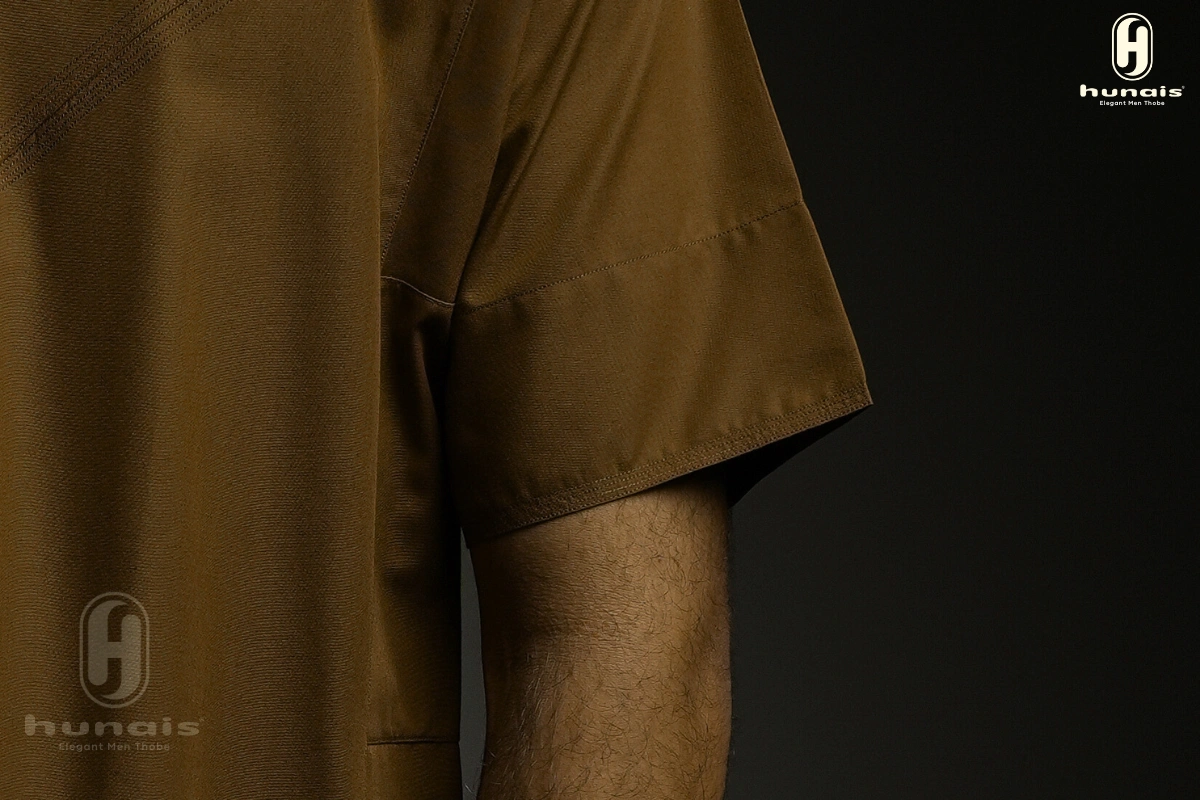 Jubah Pria Premium Hunais Lengan Pendek Jafar Series BROWN 3 Coklat