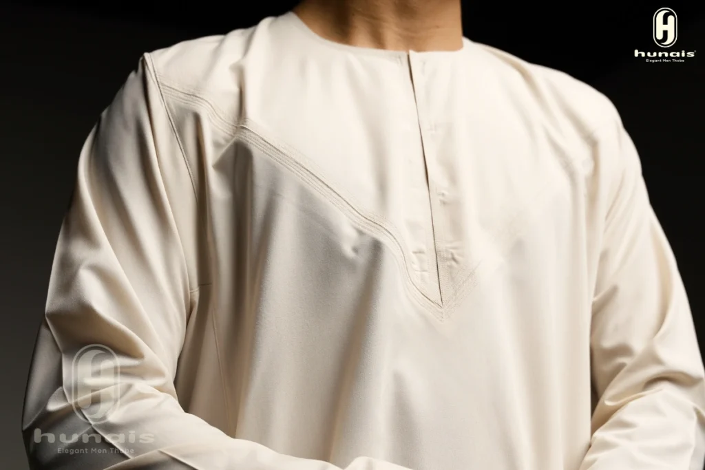 Jubah Pria Premium Hunais Lengan Panjang Jafar Series Beige Cream 2