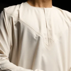 Jubah Pria Premium Hunais Lengan Panjang Jafar Series Beige Cream 2