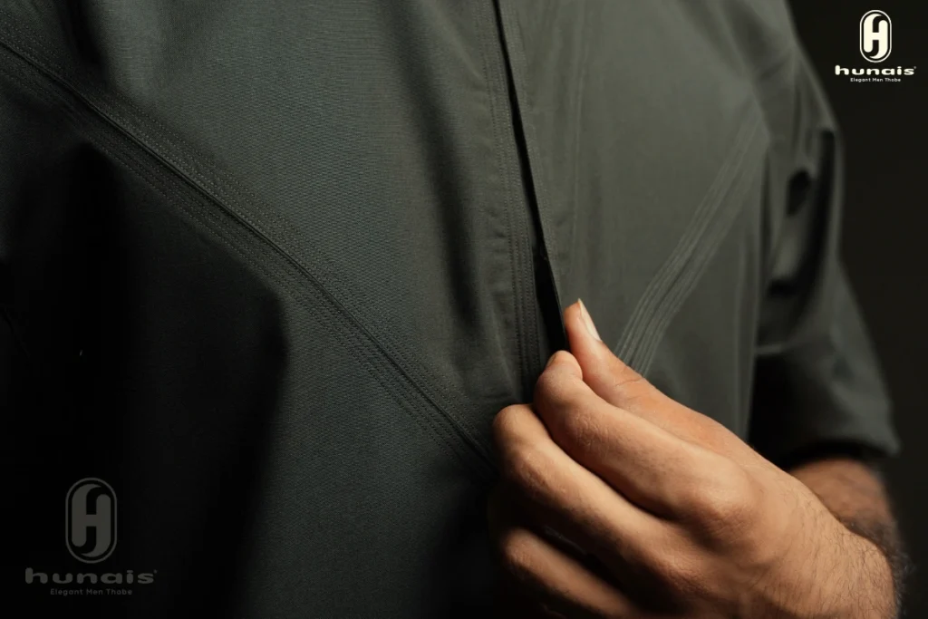 Jubah Pria Premium Hunais Lengan Pendek Jafar Series DARK OLIVE 2