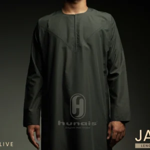 Jubah Pria Premium Hunais Lengan Panjang Jafar Series Dark Olive 2