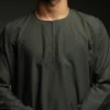 Jubah Pria Premium Hunais Lengan Panjang Jafar Series Dark Olive 2 slimfit