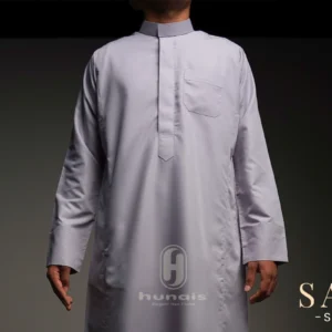 Jubah Pria Premium Hunais SAHL Series Lengan Panjang GREY 1 Abu abu
