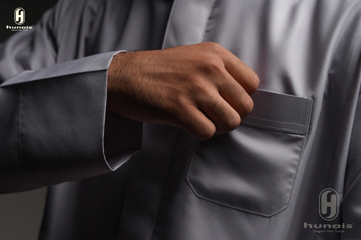 Jubah Pria Premium Hunais SAHL Series Lengan Panjang GREY 2 Abu abu