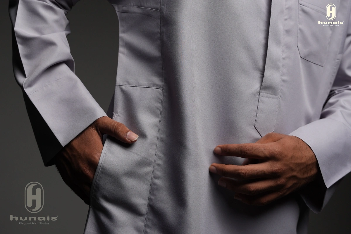 Jubah Pria Premium Hunais SAHL Series Lengan Panjang GREY 3 Abu abu