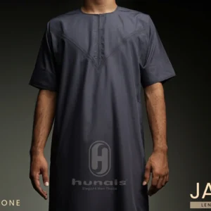 Jubah Pria Premium Hunais Lengan Pendek Jafar Series GREY STONE 1