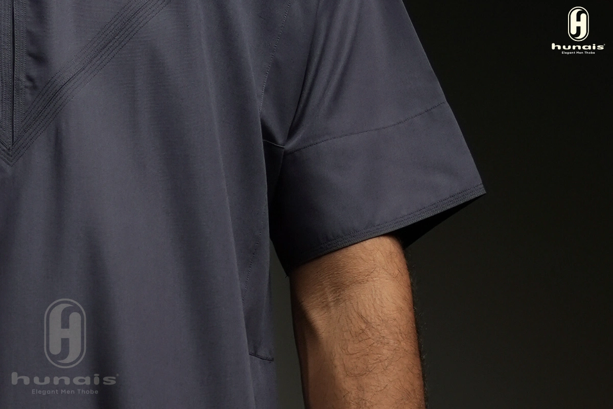 Jubah Pria Premium Hunais Lengan Pendek Jafar Series GREY STONE 3