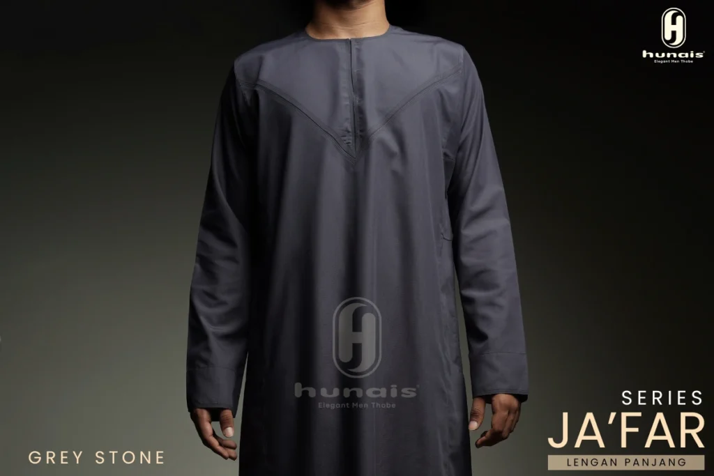Jubah Pria Premium Hunais Lengan Panjang Jafar Series Grey Stone 1 slim fit