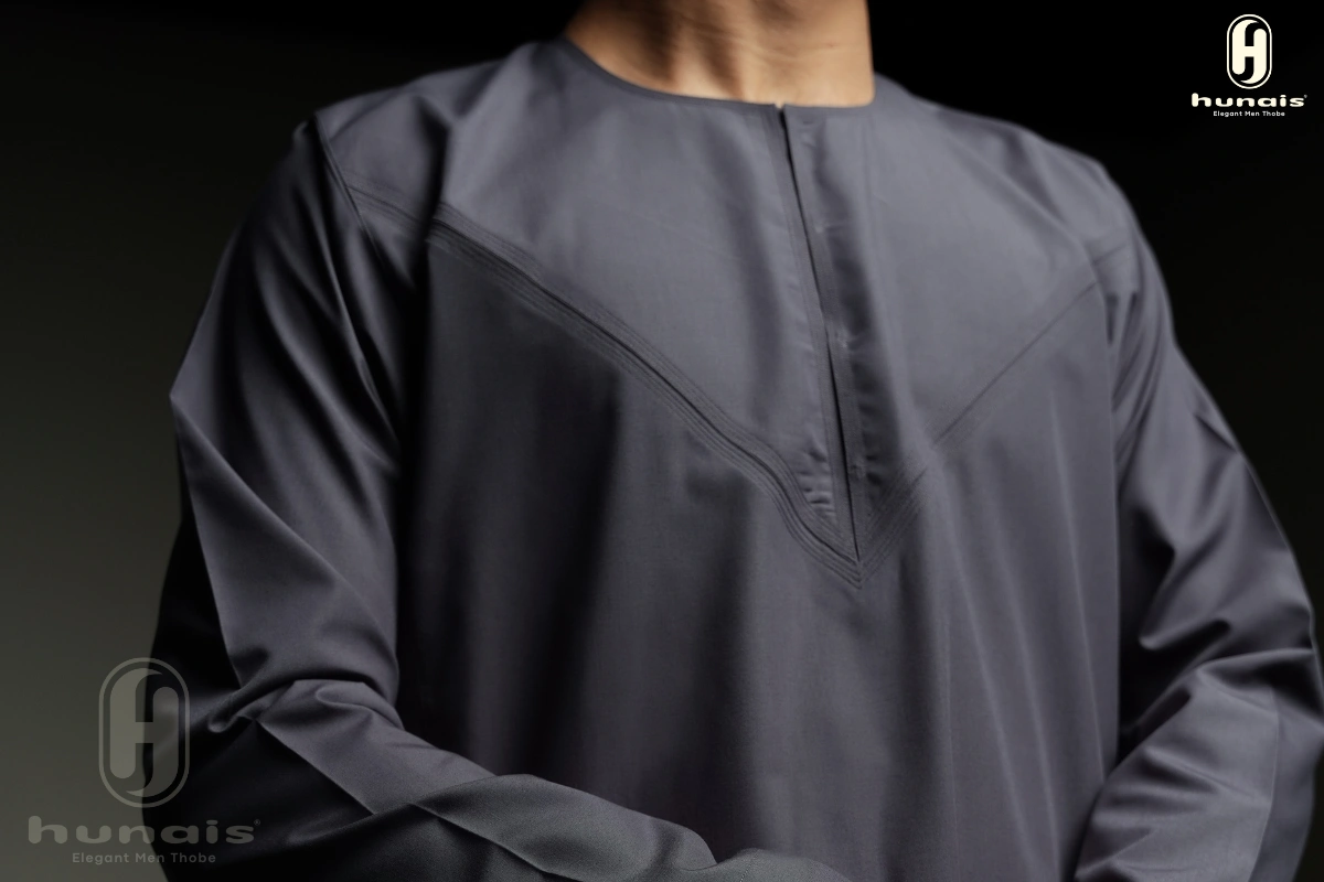 Jubah Pria Premium Hunais Lengan Panjang Jafar Series Grey Stone 2