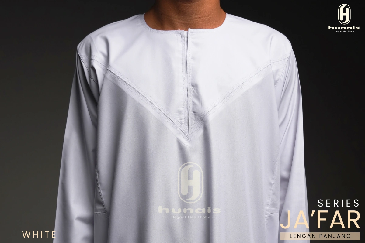 Jubah Pria Premium Hunais Lengan panjang Jafar Series Putih WHITE 1