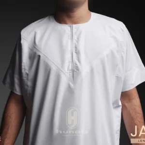 Jubah Pria Premium Hunais Lengan Pendek Jafar Series Putih 1 white