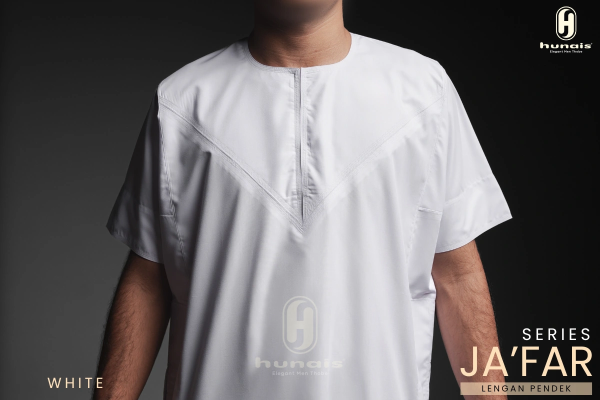 Jubah Pria Premium Hunais Lengan Pendek Jafar Series Putih 1 white