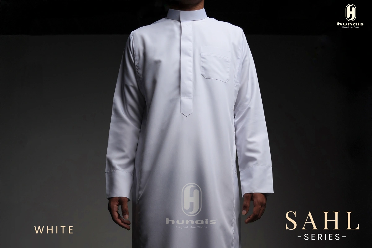 Jubah Pria Premium Hunais SAHL Series Lengan Panjang Putih 1 WHITE