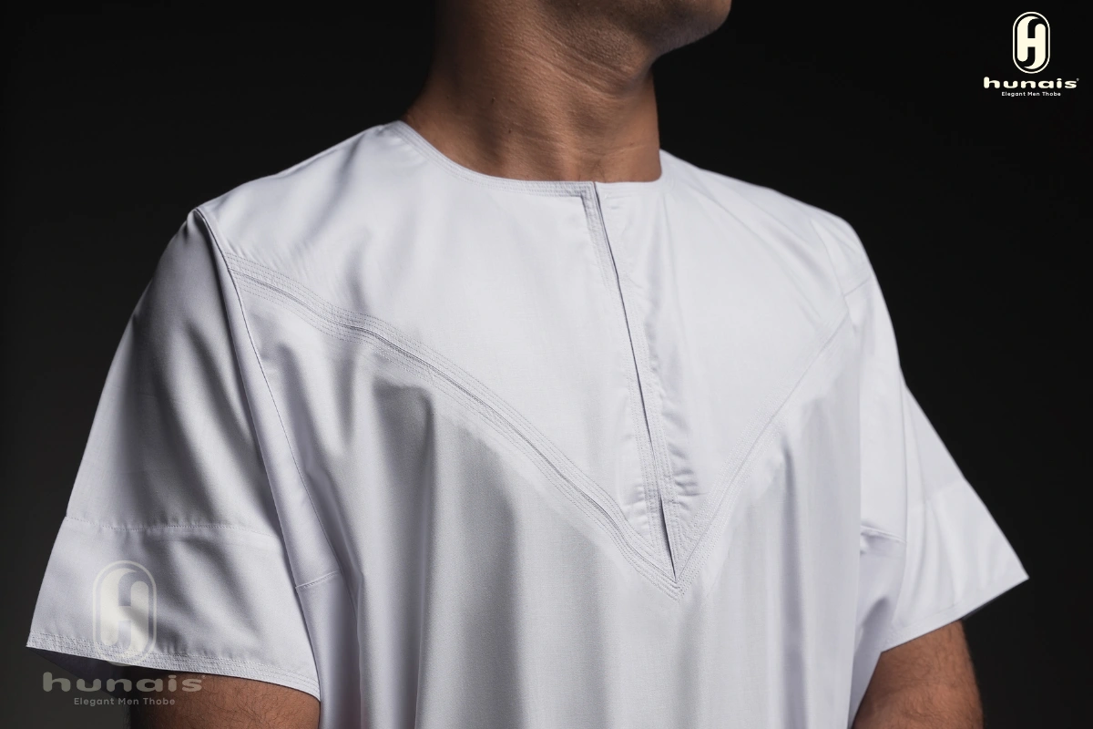 Jubah Pria Premium Hunais Lengan Pendek Jafar Series Putih 2 white