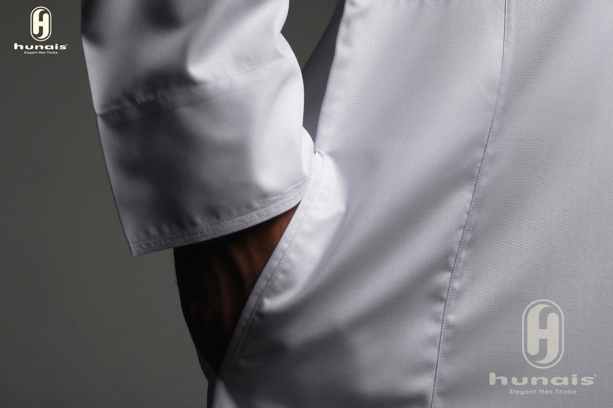 Jubah Pria Premium Hunais Lengan panjang Jafar Series Putih WHITE 3