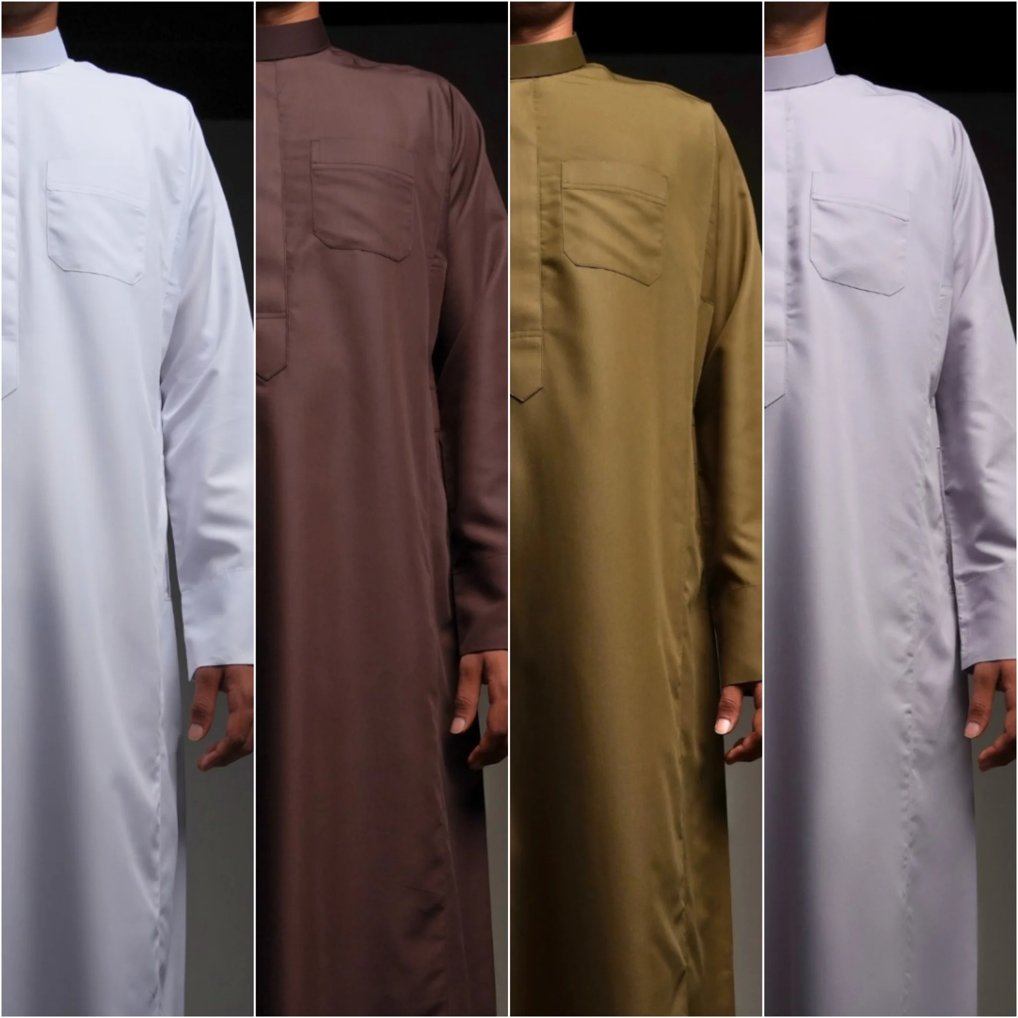 Thobe Jubah Pria Premium Hijau Army/Dark Olive Sahl Series - Image 4